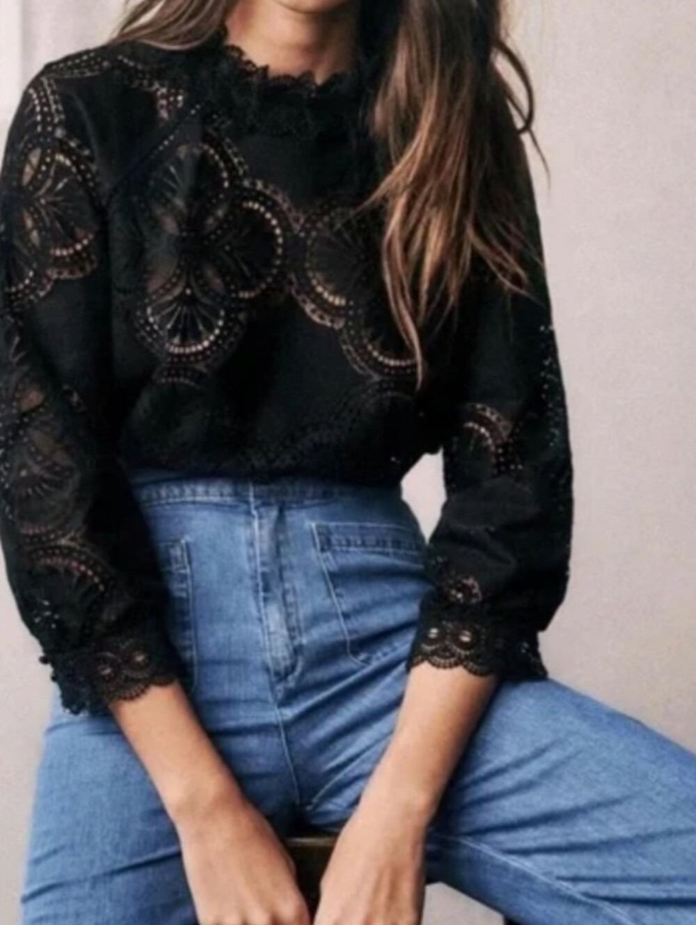 Sezane Bianca Mock Neck Blouse